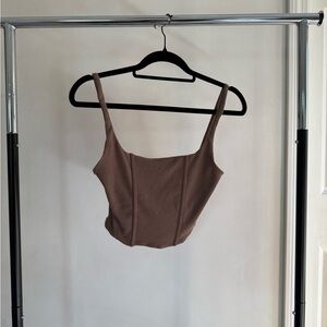 Love Tree Brown Ribbed Crop Top